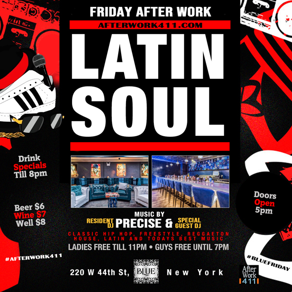 NYC After Work Friday at Blue Midtown NYC Nightlife Flyer