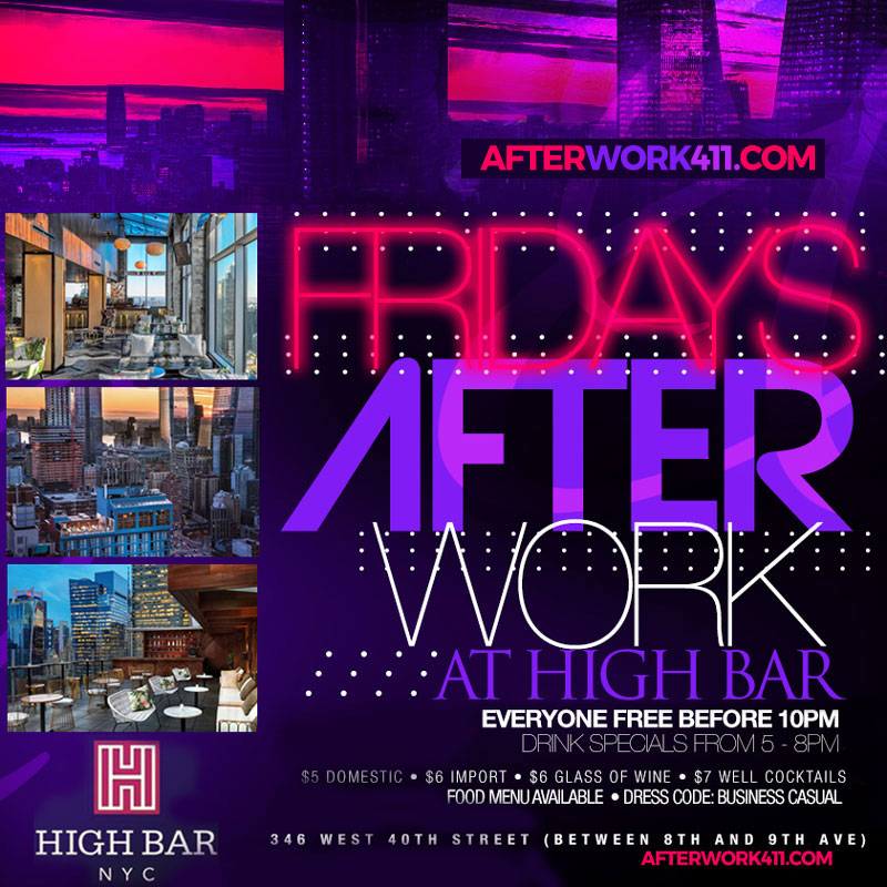 High Bar NYC Lounge NYC Nightlife After Work Friday NYC Happy Hour High Bar Rooftop Lounge | High Bar New York 